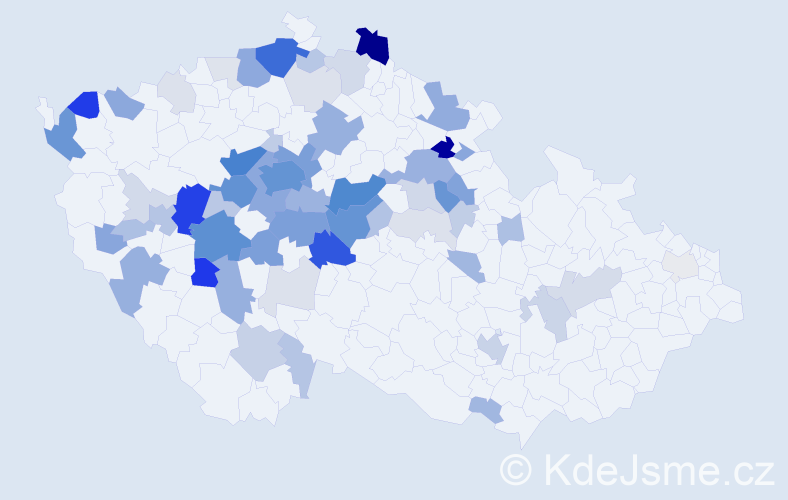 Příjmení: 'Pacovská', počet výskytů 281 v celé ČR