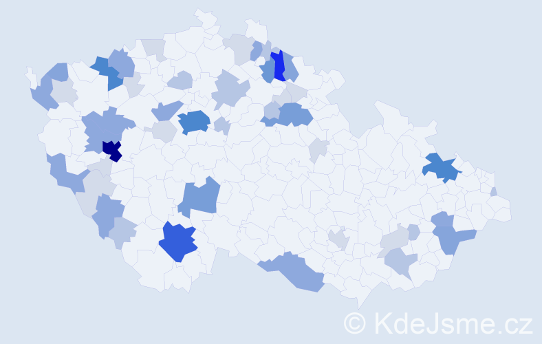 Příjmení: 'Rypl', počet výskytů 151 v celé ČR