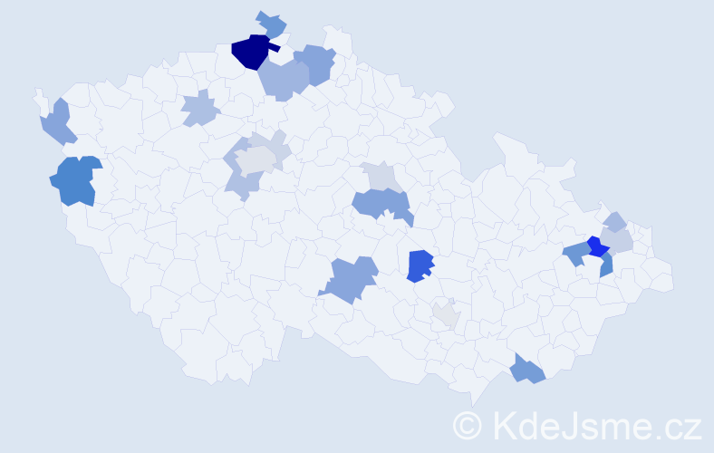 Příjmení: 'Kožár', počet výskytů 56 v celé ČR