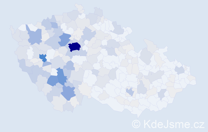 Příjmení: 'Bečvář', počet výskytů 960 v celé ČR