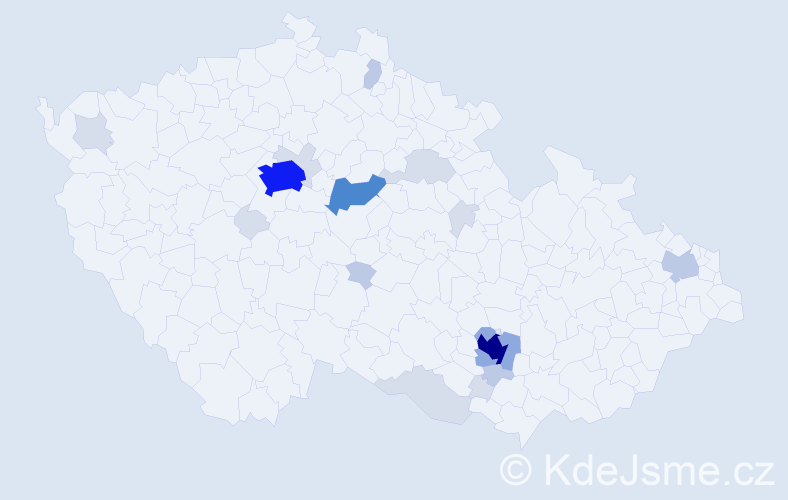 Příjmení: 'Kozdera', počet výskytů 63 v celé ČR