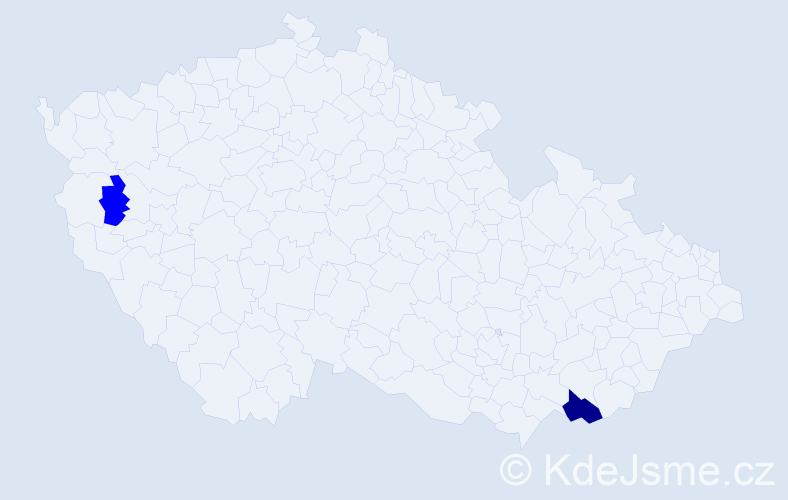 Příjmení: 'Vykrutilová', počet výskytů 3 v celé ČR
