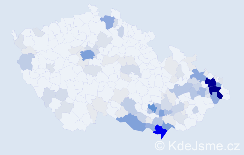 Příjmení: 'Polachová', počet výskytů 405 v celé ČR
