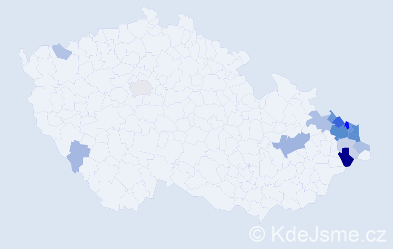 Příjmení: 'Pavlorek', počet výskytů 86 v celé ČR
