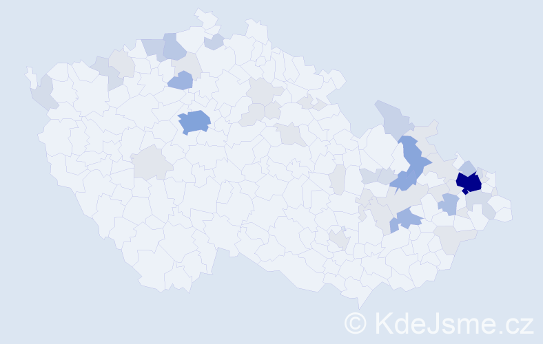 Příjmení: 'Nitková', počet výskytů 128 v celé ČR