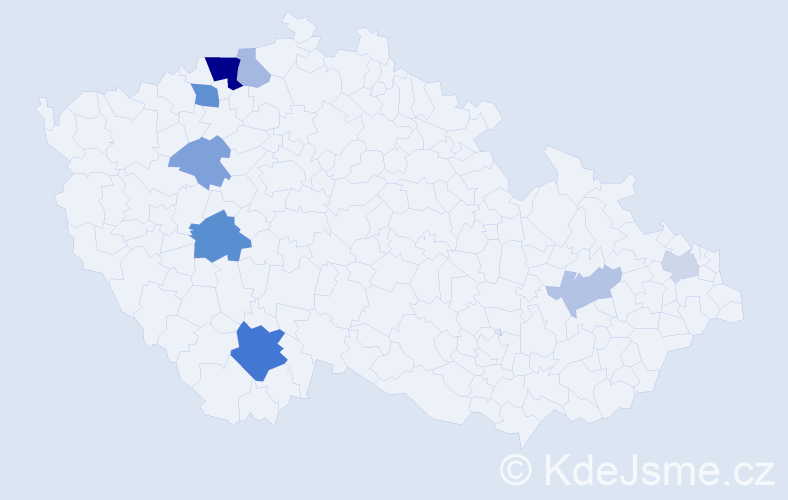 Příjmení: 'Kažimírová', počet výskytů 18 v celé ČR