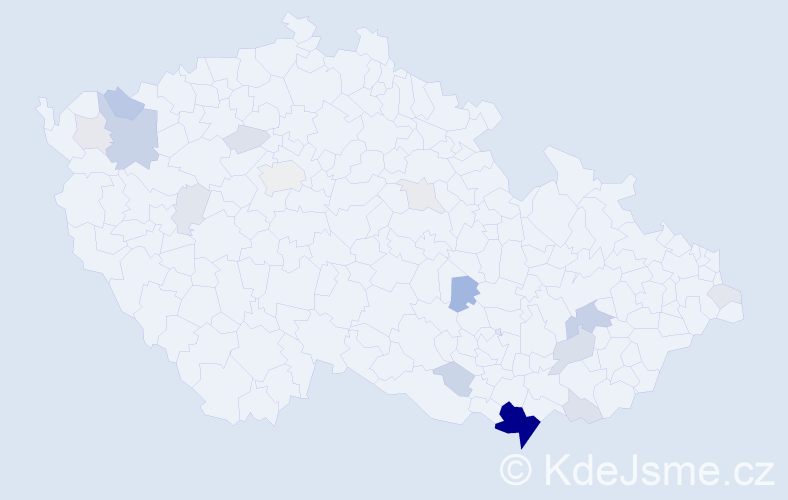 Příjmení: 'Kruták', počet výskytů 61 v celé ČR