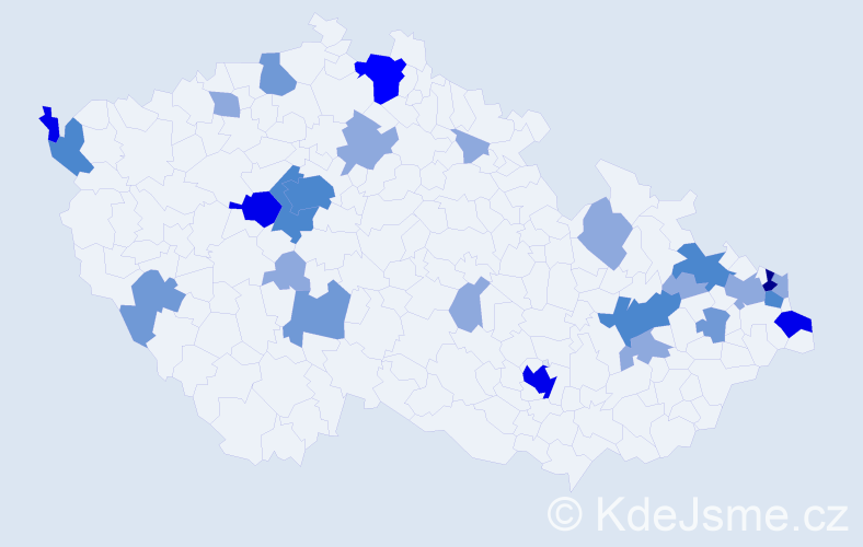 Příjmení: 'Buda', počet výskytů 66 v celé ČR