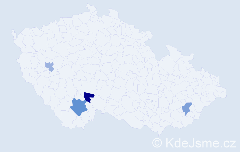 Příjmení: 'Walner', počet výskytů 5 v celé ČR