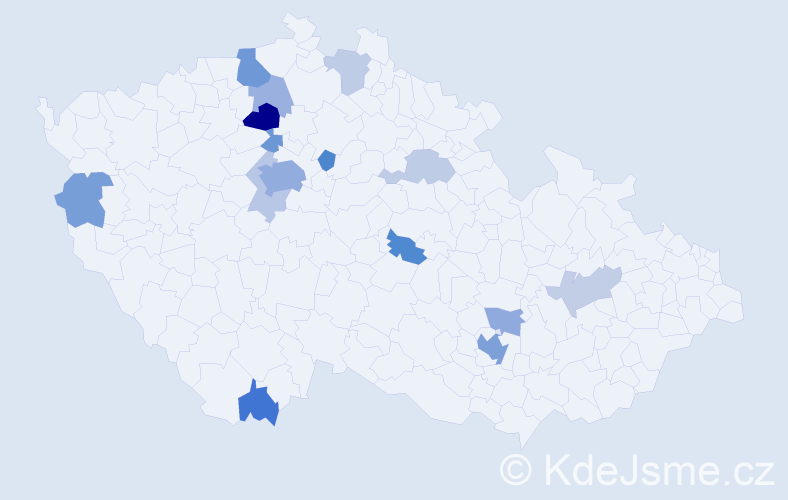 Příjmení: 'Kucher', počet výskytů 35 v celé ČR