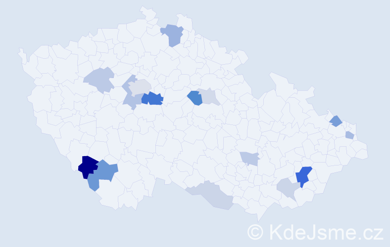 Příjmení: 'Babíček', počet výskytů 39 v celé ČR