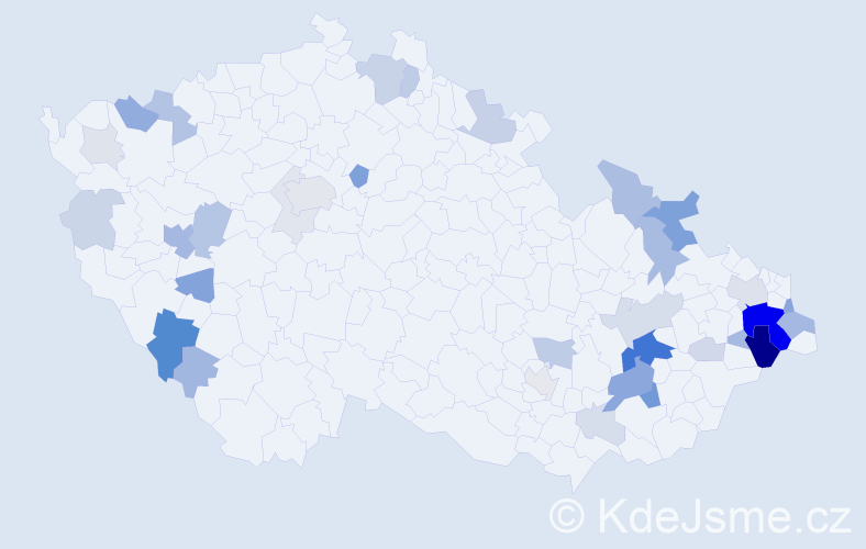 Příjmení: 'Kožuch', počet výskytů 118 v celé ČR