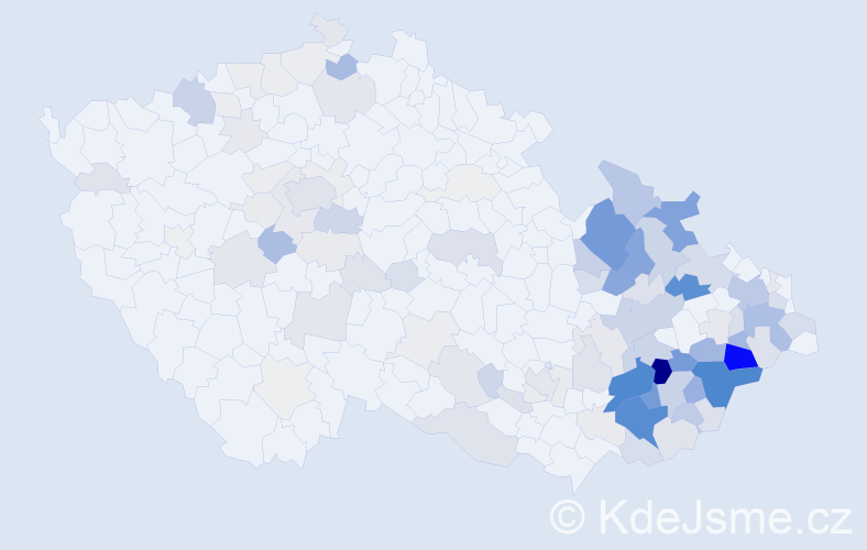 Příjmení: 'Měrka', počet výskytů 412 v celé ČR