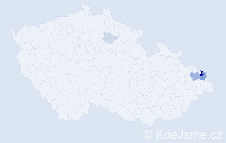 Příjmení: 'Kaloková', počet výskytů 52 v celé ČR