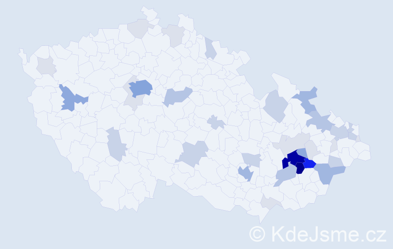 Příjmení: 'Mikeška', počet výskytů 133 v celé ČR