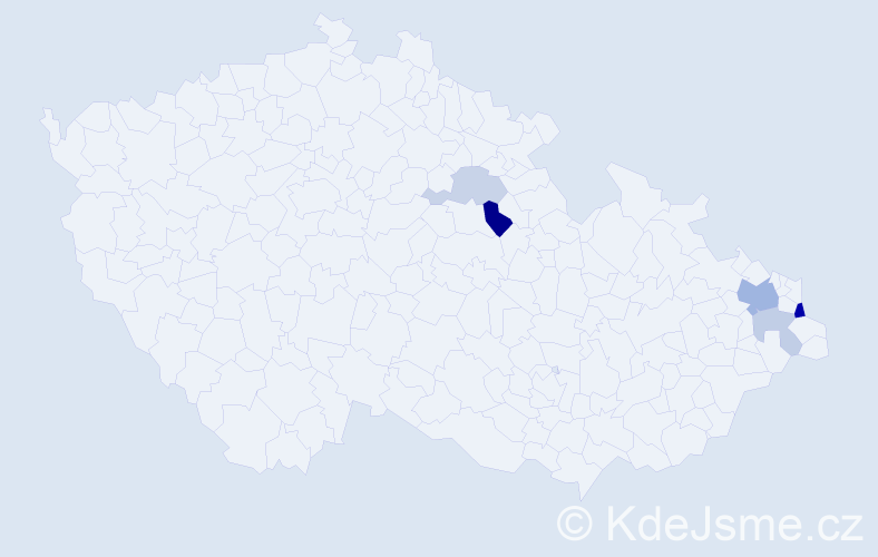 Příjmení: 'Vall', počet výskytů 11 v celé ČR