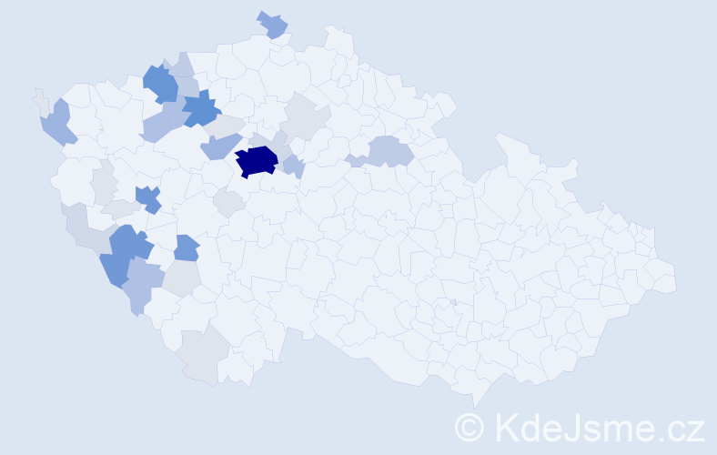 Příjmení: 'Uldrichová', počet výskytů 135 v celé ČR