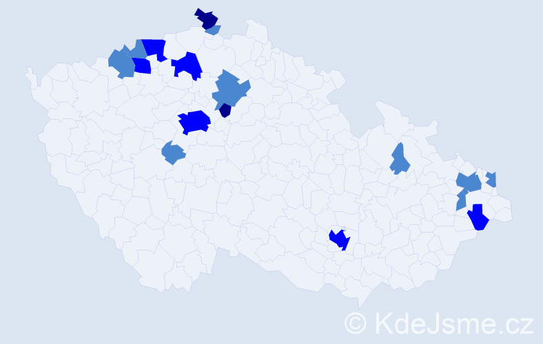 Příjmení: 'Kotuličová', počet výskytů 27 v celé ČR