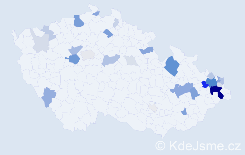 Příjmení: 'Velká', počet výskytů 93 v celé ČR