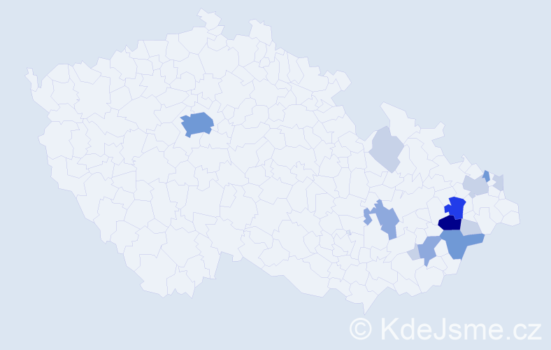 Příjmení: 'Kunetek', počet výskytů 41 v celé ČR