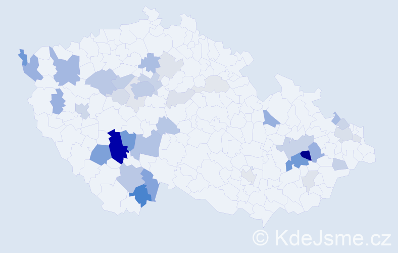 Příjmení: 'Velická', počet výskytů 114 v celé ČR
