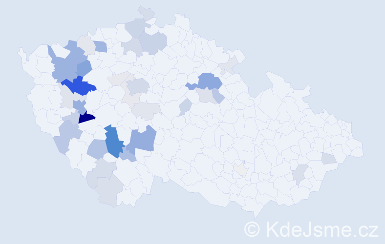 Příjmení: 'Hach', počet výskytů 129 v celé ČR