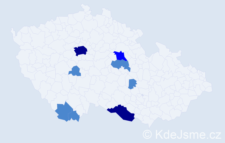 Příjmení: 'Gerbel', počet výskytů 13 v celé ČR