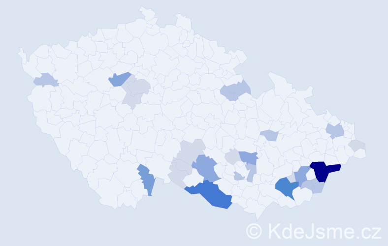 Příjmení: 'Povalačová', počet výskytů 76 v celé ČR