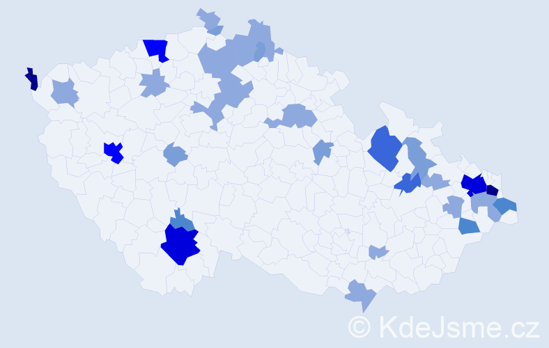 Příjmení: 'Hrabčáková', počet výskytů 78 v celé ČR