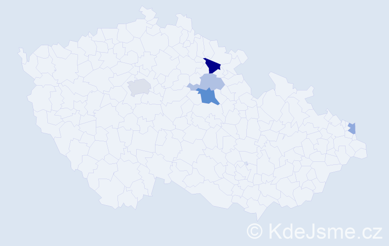 Příjmení: 'Pojda', počet výskytů 9 v celé ČR
