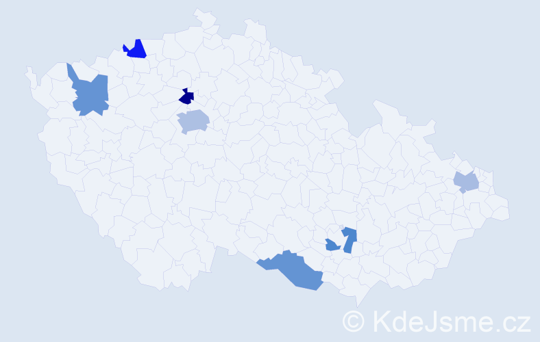 Příjmení: 'Kruse', počet výskytů 9 v celé ČR