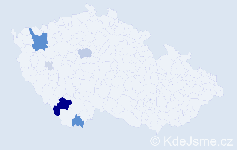 Příjmení: 'Kužvartová', počet výskytů 18 v celé ČR