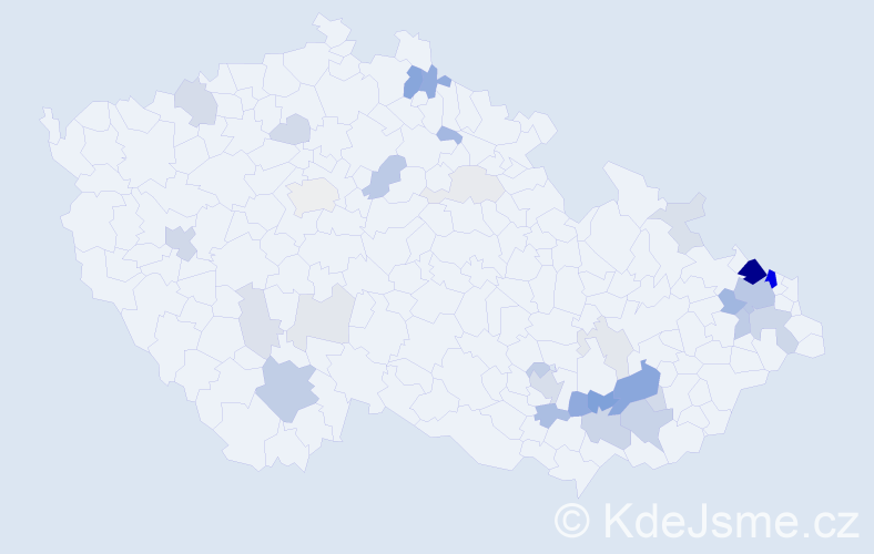 Příjmení: 'Moricová', počet výskytů 106 v celé ČR