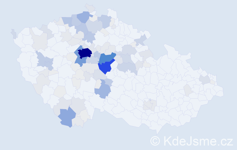 Příjmení: 'Kmoch', počet výskytů 489 v celé ČR