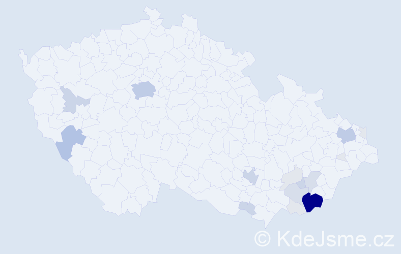 Příjmení: 'Mimochodková', počet výskytů 73 v celé ČR