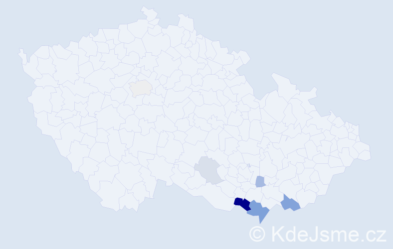 Příjmení: 'Famfrlová', počet výskytů 18 v celé ČR