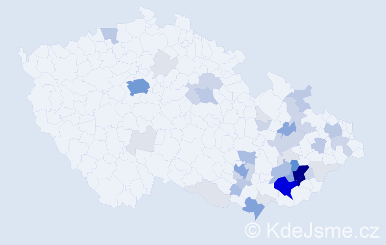 Příjmení: 'Dovrtěl', počet výskytů 153 v celé ČR