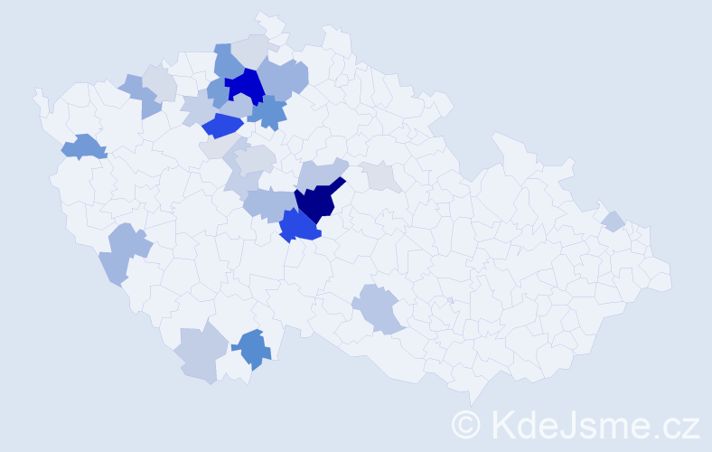 Příjmení: 'Mikyna', počet výskytů 84 v celé ČR