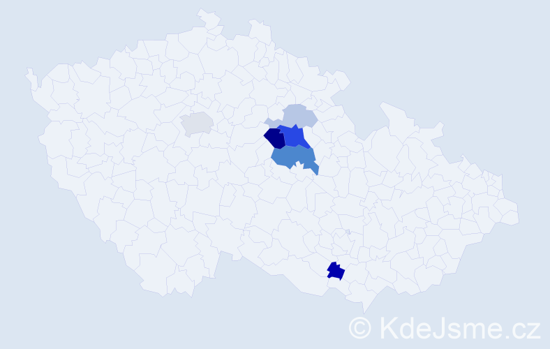 Příjmení: 'Šár', počet výskytů 14 v celé ČR