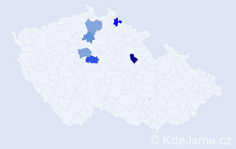 Příjmení: 'Kšádová', počet výskytů 16 v celé ČR