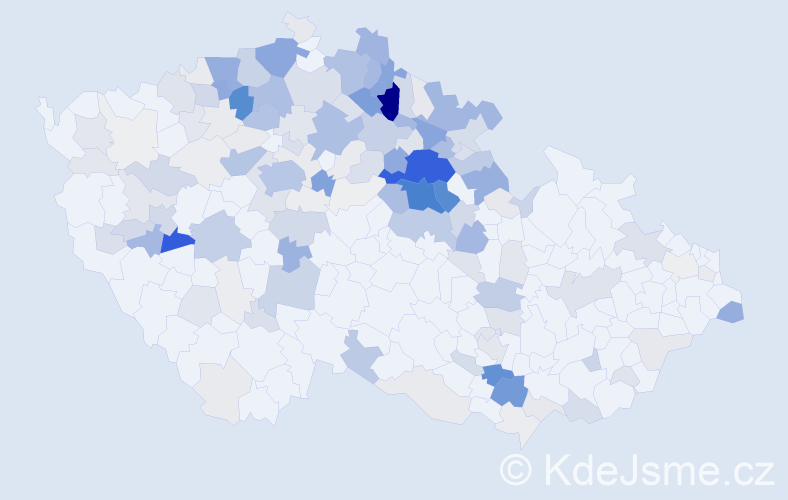 Příjmení: 'Bažant', počet výskytů 823 v celé ČR