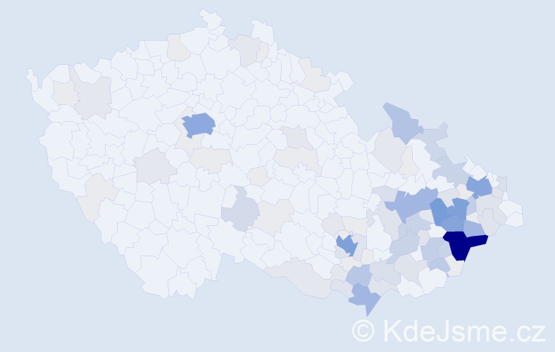 Příjmení: 'Hajda', počet výskytů 421 v celé ČR