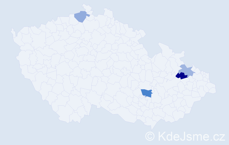 Příjmení: 'Cyrius', počet výskytů 5 v celé ČR