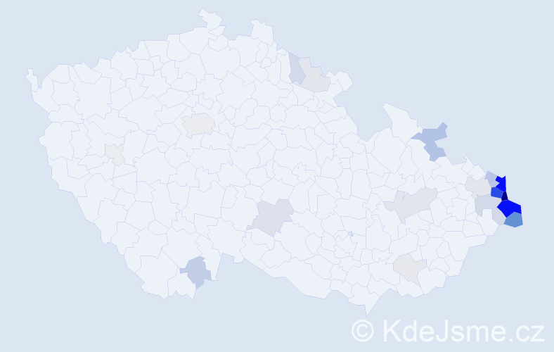 Příjmení: 'Przybyla', počet výskytů 131 v celé ČR