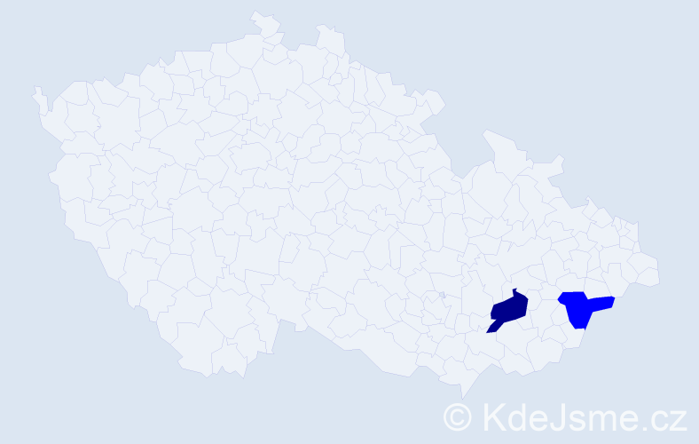 Příjmení: 'Gyureková', počet výskytů 5 v celé ČR