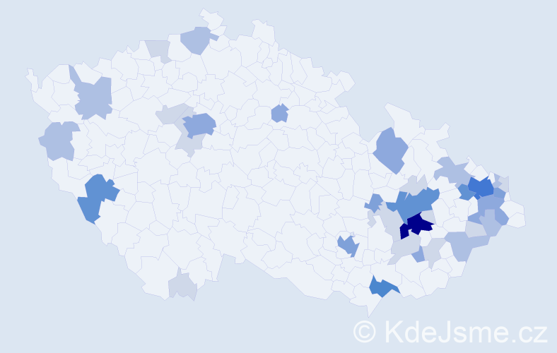 Příjmení: 'Kalman', počet výskytů 103 v celé ČR