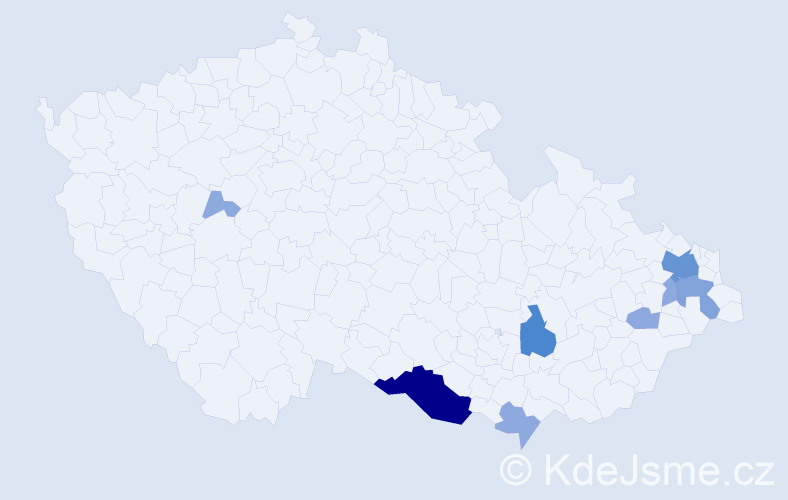 Příjmení: 'Rejta', počet výskytů 21 v celé ČR