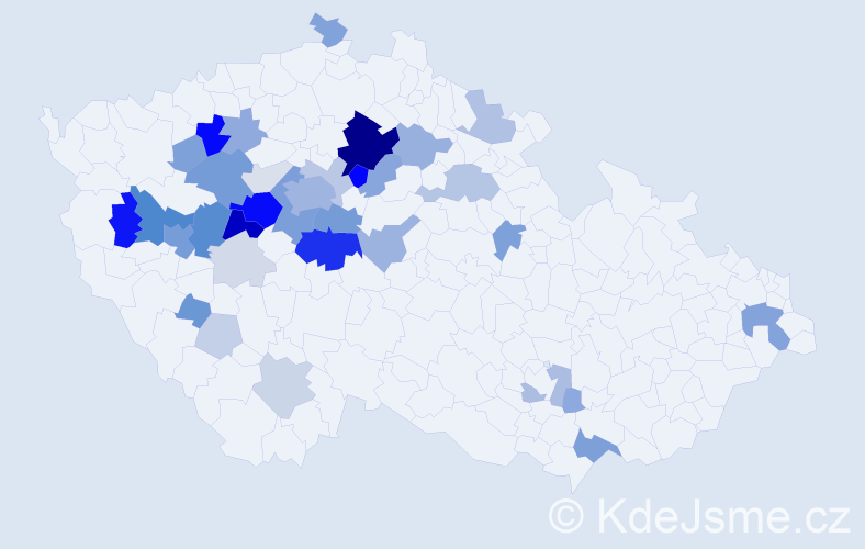 Příjmení: 'Boubín', počet výskytů 155 v celé ČR