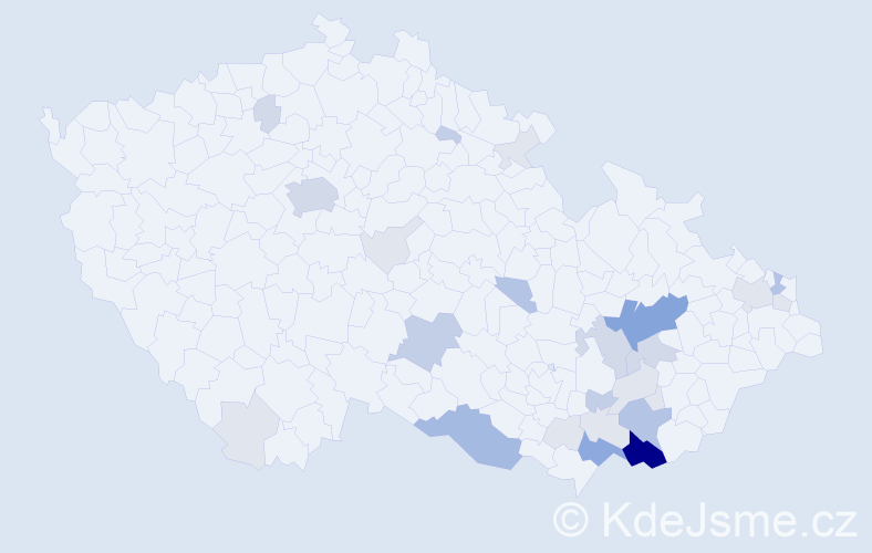 Příjmení: 'Sečka', počet výskytů 90 v celé ČR
