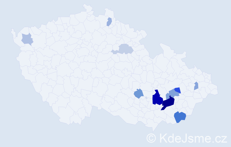 Příjmení: 'Baranyaiová', počet výskytů 23 v celé ČR